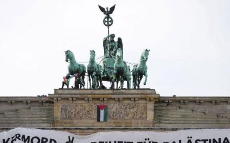 Protesters Scale Brandenburg Gate, Call on Germany to Stop Genocide Complicity