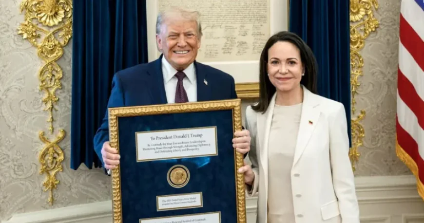 Machado presents Nobel Peace Prize medal to Trump at White House