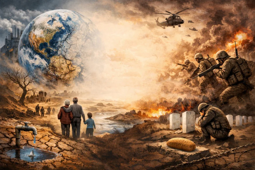 Humanity faces aging and water scarcity while wars rage on