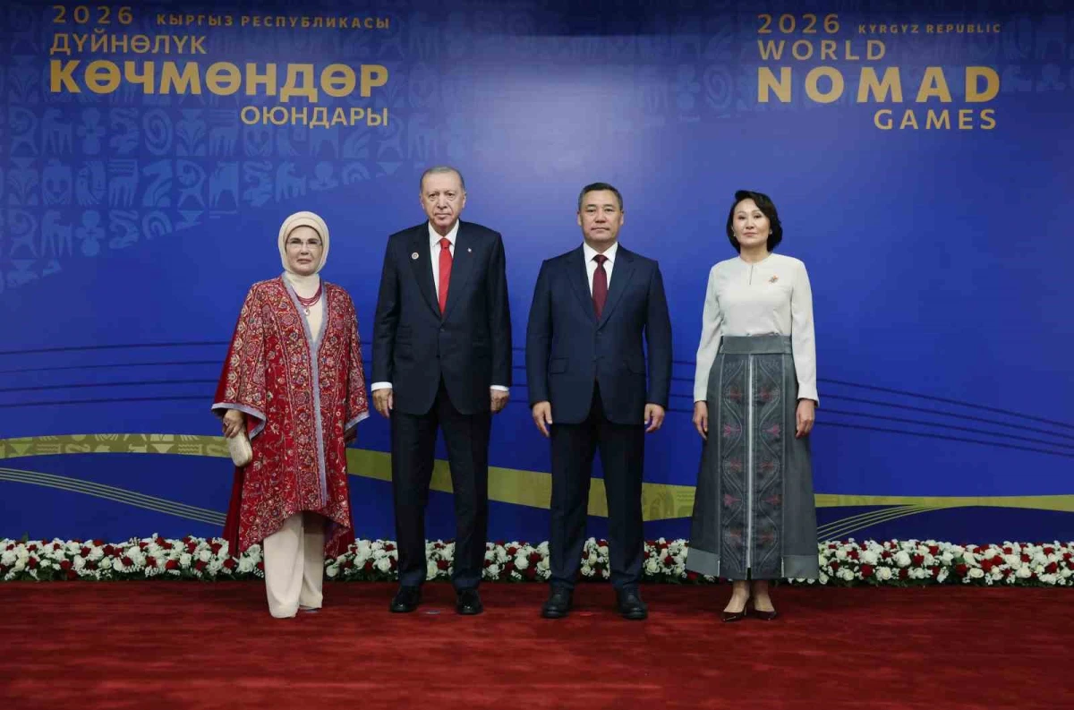 Erdoğan welcomed by Japarov at Bishkek Arena ahead of World Nomad Games